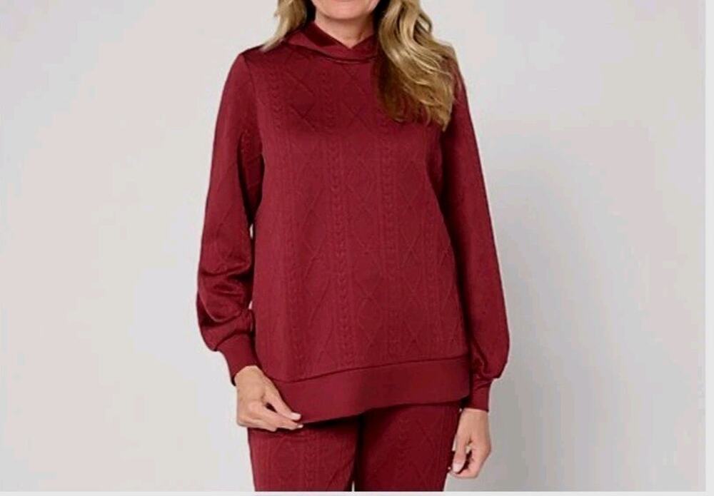 Belle Kim Gravel Size Small Zinfandel Cable Chic Hoodie A711078 NWOT